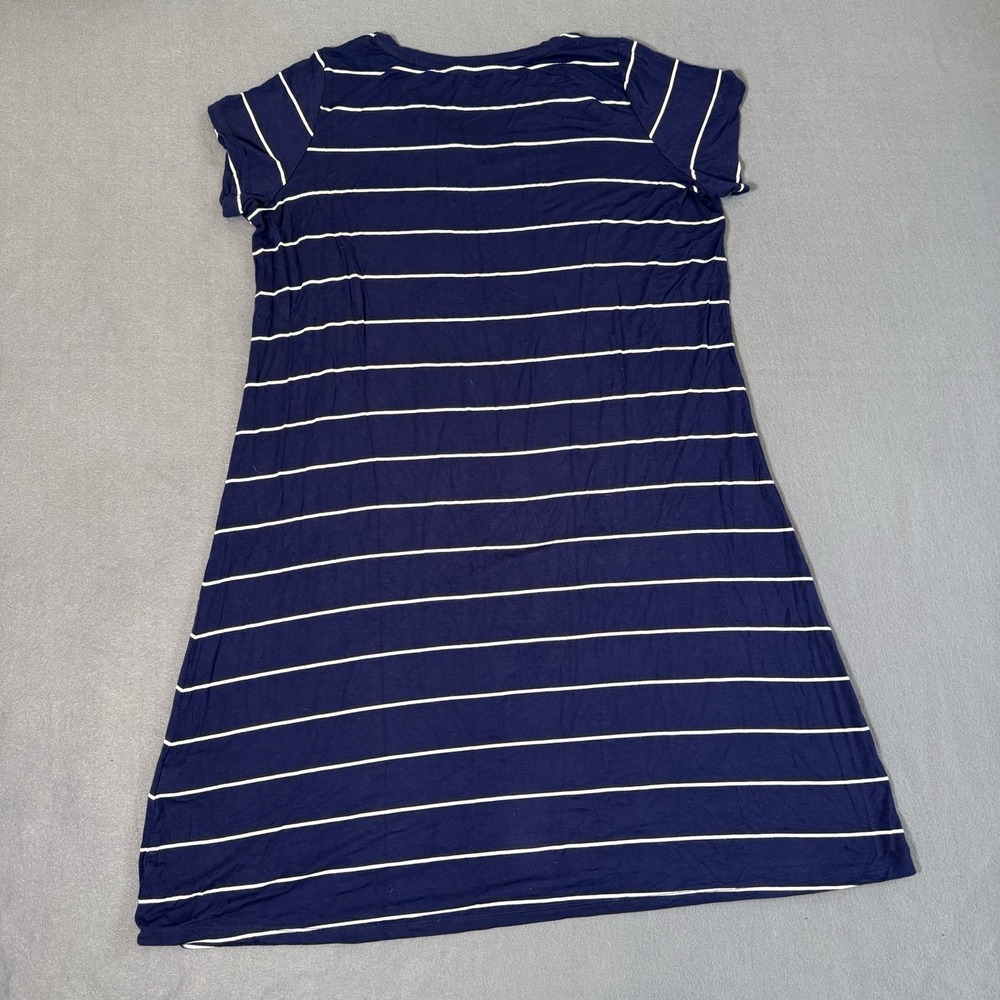 Market & Spruce Alison Navy White Striped T-shirt Dress V-Neck Preppy Women's LG - Picture 2 of 5